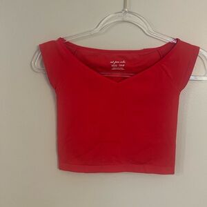 Out from under red off-shoulder crop top - (XS)